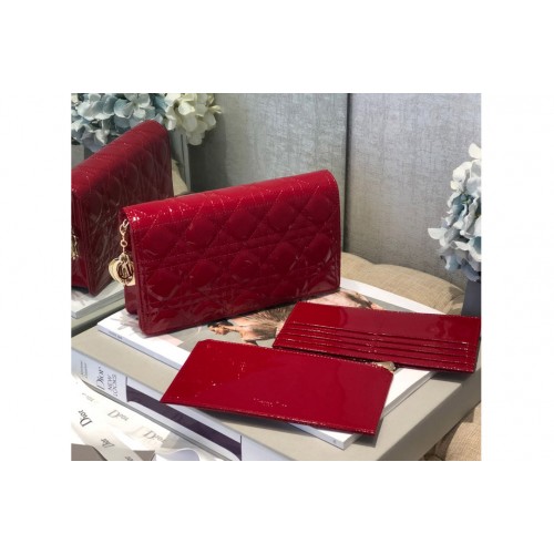 Dior S0204 Lady Dior pouch in Red Patent Cannage Calfskin