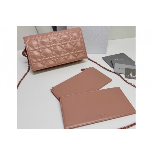 Christian Dior S0204 Lady Dior pouch in Pink Cannage Calfskin with Diamond Motif