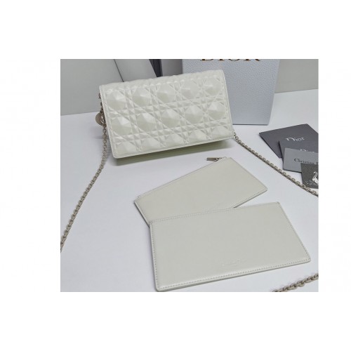 Christian Dior S0204 Lady Dior pouch in White Cannage Calfskin with Diamond Motif