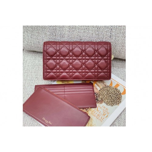 Dior S0204 Lady Dior pouch in Red Cannage Lambskin