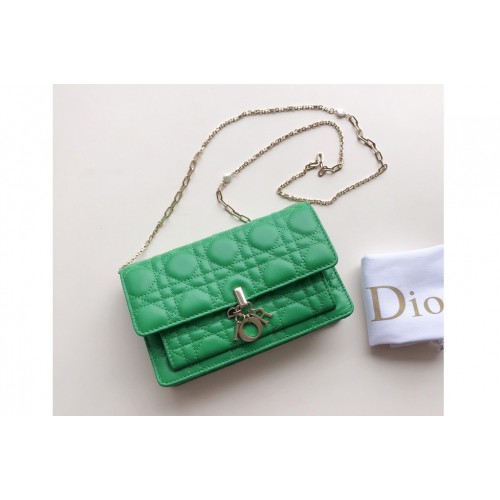 Christian Dior S0937 Lady Dior pouch in Bright Green Cannage Lambskin