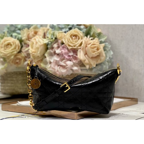 Dior S3202 Diorstar Hobo Bag with Chain in Black Leather