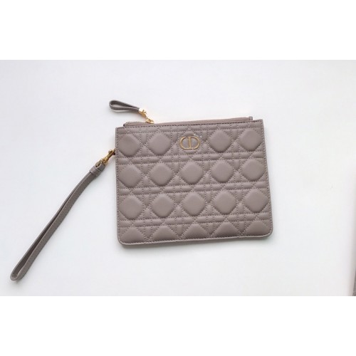 Christian Dior S5085 Small Dior Caro Daily pouch in Grey Supple Cannage Calfskin
