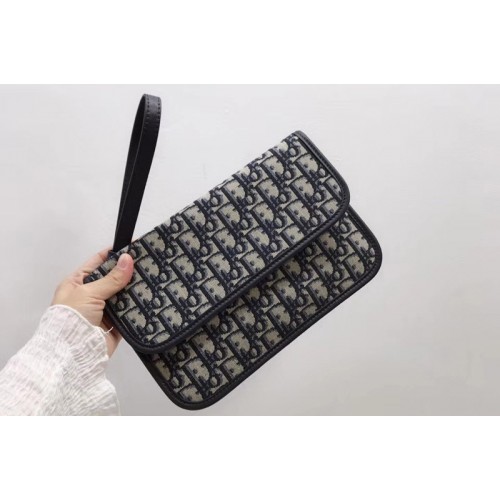DIOR S5414CTZQ OBLIQUE CLUTCH in blue Dior Oblique jacquard canvas