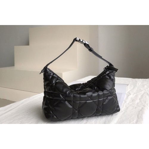 Christian Dior S5554 Medium DiorTravel Nomad pouch in Black Macrocannage Calfskin