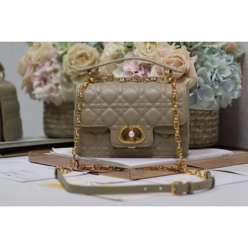 Dior M9271 Small Dior Jolie Top Handle Bag in Khaki Cannage Calfskin