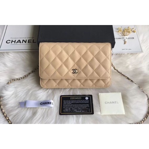 Chanel WOC Flap Original Calfskin Leather Shoulder Bags A33814 Yellow Silver Chain