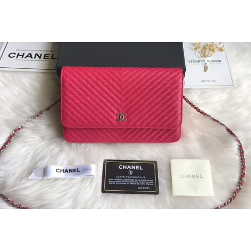Chanel WOC Original Caviar Leather Flap cross-body bag V33814 Rosy Gold Chain