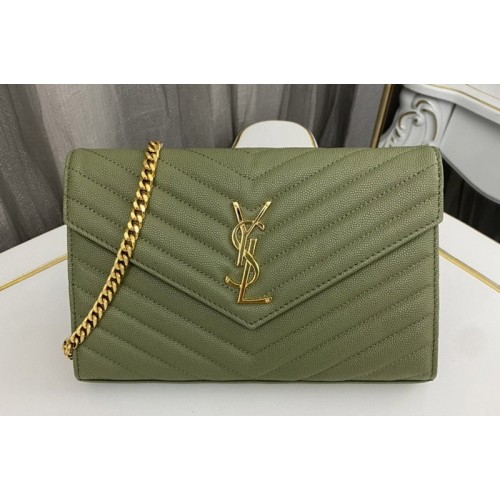 YSL CASSANDRE CHAIN WALLET IN Green LAMBSKIN