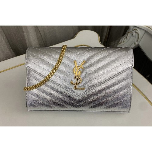 YSL CASSANDRE CHAIN WALLET IN Silver LAMBSKIN
