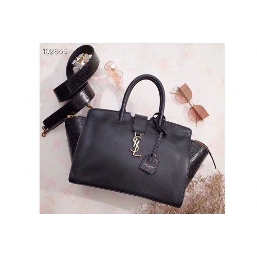 YSL Downtown Small Cabas Bags Original Leather Black Gold Hardware