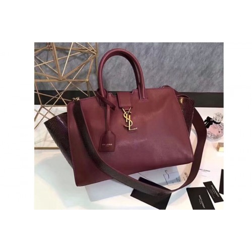 YSL Downtown Small Cabas Bags Original Leather Dark Red