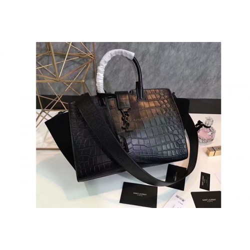 YSL Downtown Small Cabas Bags Crocodile Leather Black