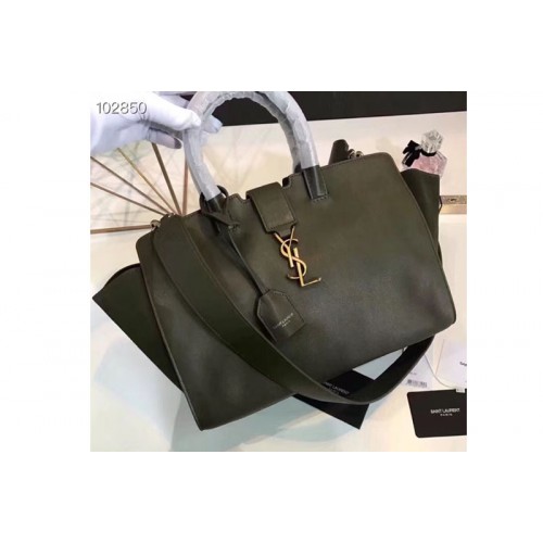 YSL Downtown Small Cabas Bags Original Leather And Suede Green Gold Hardware
