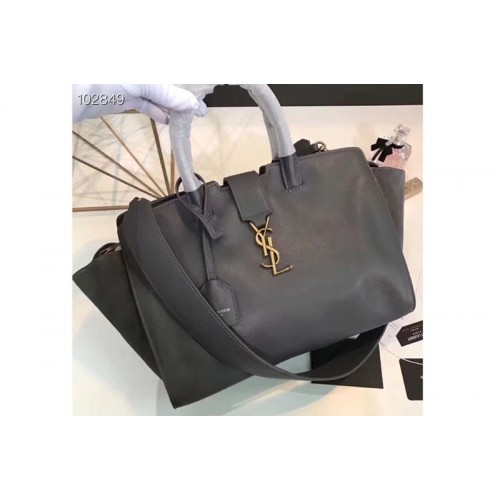 YSL Downtown Small Cabas Bags Original Leather And Suede Gray Gold Hardware