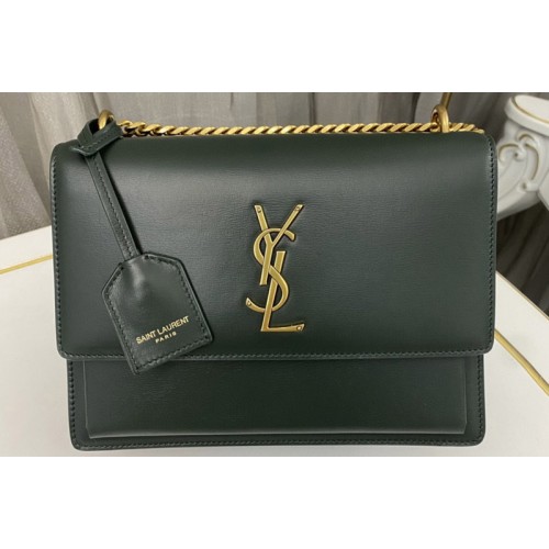 YSL SUNSET MEDIUM bag IN Green COATED-BARK LEATHER