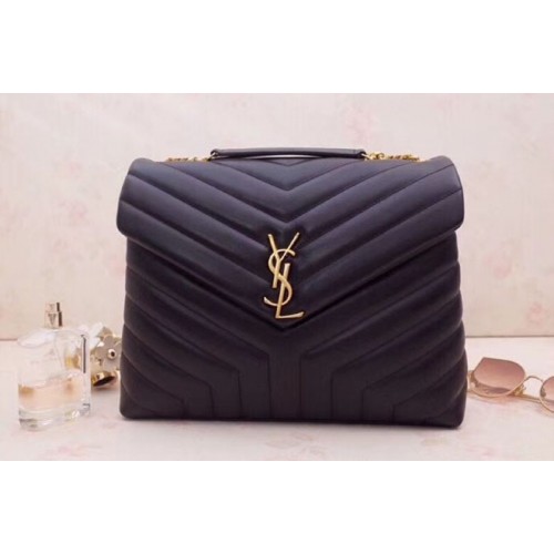 YSL Medium Loulou Chain Bags Black Gold Hardware