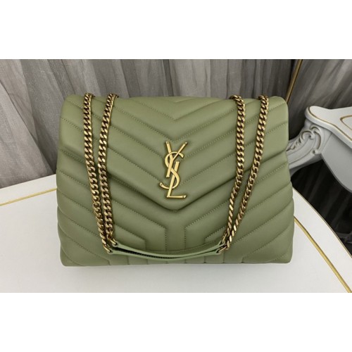 YSL Medium Loulou Chain Bag in Green Leather