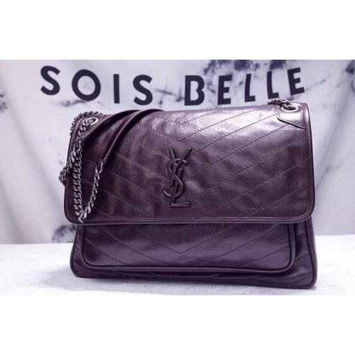 YSL Niki Large Bag Vintage Leather Dark Coffee