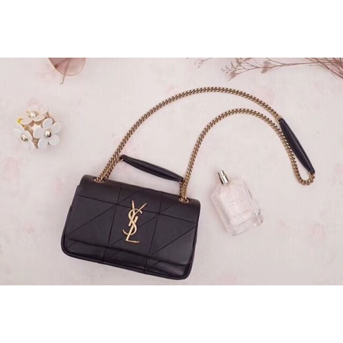YSL Jamie Small Carre Rive Gauche in Black Lambskin Leather Gold Hardware