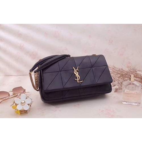 YSL Jamie Medium Carre Rive Gauche in Black Lambskin Leather Gold Hardware