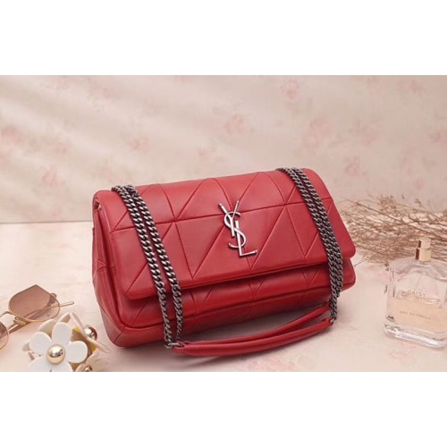 YSL Jamie Medium Carre Rive Gauche in Red Lambskin Leather 