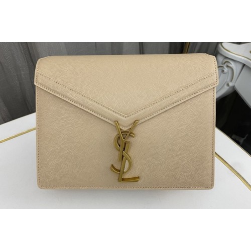 YSL CASSANDRA MEDIUM CHAIN Bag In Dark Beige GRAIN DE POUDRE EMBOSSED LEATHER