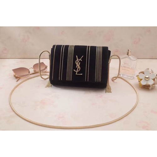 YSL Kate Small in Suede Decorated With Studs Black