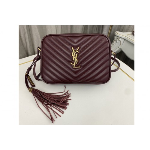 YSL LOU CAMERA BAG IN Burgundy QUILTED LEATHER