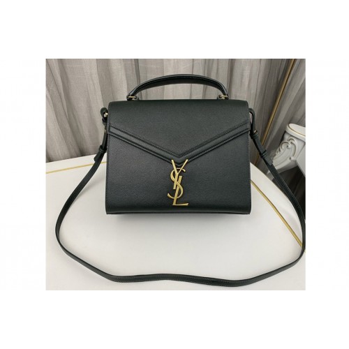 YSL CASSANDRA MEDIUM TOP HANDLE BAG IN Dark Green GRAIN DE POUDRE EMBOSSED LEATHER