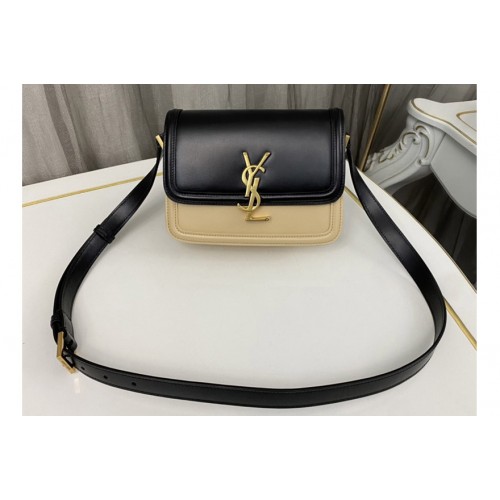 YSL SOLFERINO SMALL SATCHEL bag IN Black Apricot Box Leather