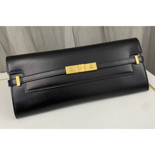 YSL MANHATTAN CLUTCH IN Black Calf Leather