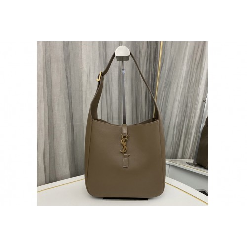 YSL SMALL LE 5 A 7 SUPPLE SHOULDER BAG in Khaki Leather