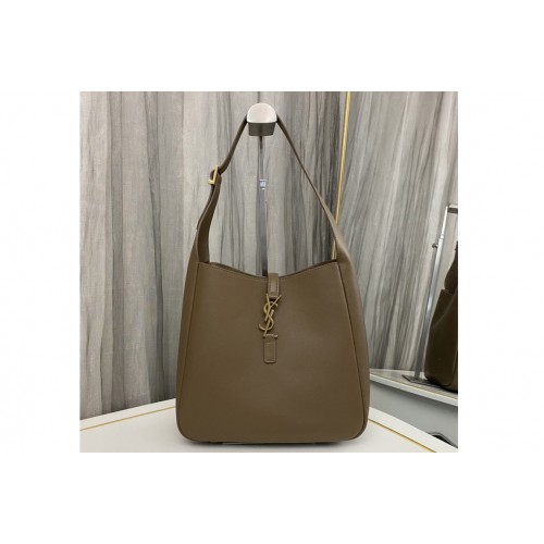 YSL LE 5 A 7 SUPPLE SHOULDER BAG in Khaki Leather