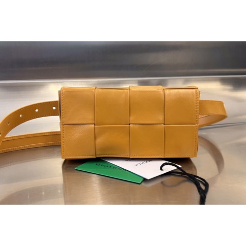 Bottega Veneta Cassette Belt Mini Bag in Orange intreccio leather