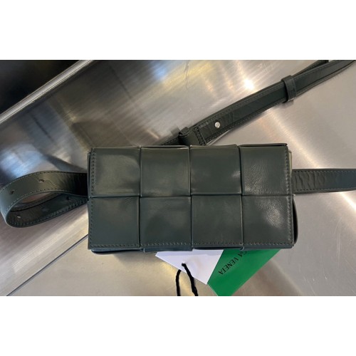 Bottega Veneta Cassette Belt Mini Bag in Dark Green intreccio leather
