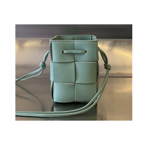 Bottega Veneta Mini Cassette Bucket Bag in New Sauge intreccio leather
