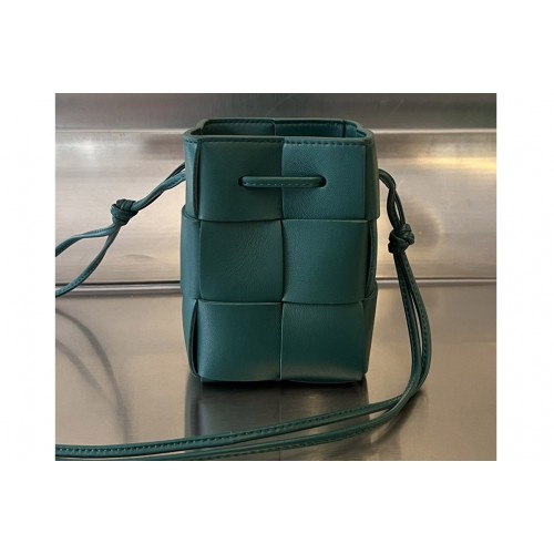 Bottega Veneta Mini Cassette Bucket Bag in Raintree intreccio leather