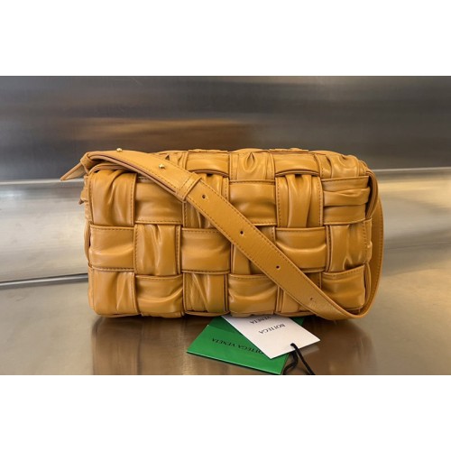 Bottega Veneta Brick Cassette Bag in Tan Foulard intreccio leather