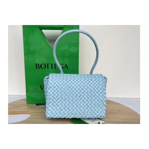 Bottega Veneta Patti Top Handle Bag in Blue Padded intreccio vinyl