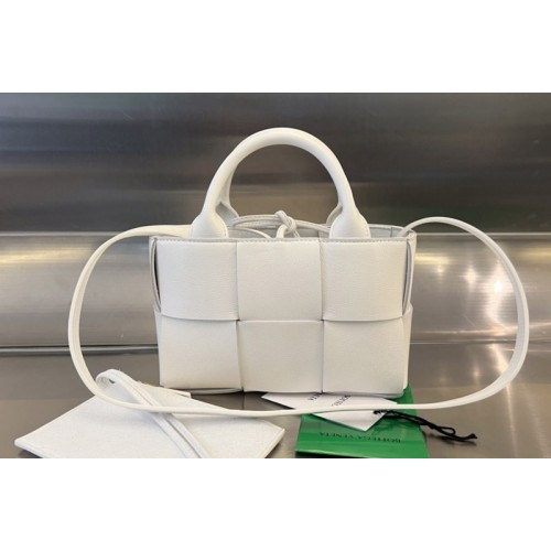 Bottega Veneta Candy Arco Tote Bag in White intreccio leather