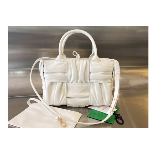 Bottega Veneta Mini Arco Tote Bag in White foulard intreccio leather