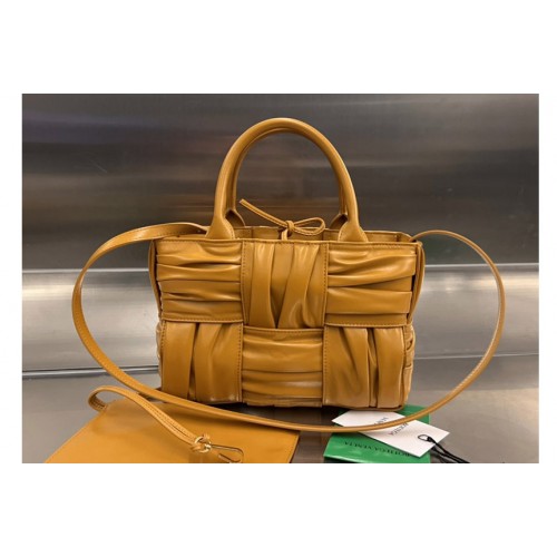 Bottega Veneta Mini Arco Tote Bag in Tan foulard intreccio leather