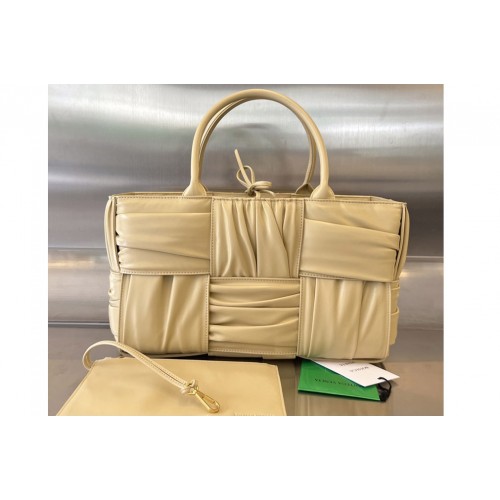Bottega Veneta Small Arco Tote Bag in Beige foulard intreccio leather