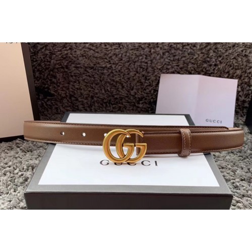 Womens Gucci 25mm Leather belt with Gold Double G buckle in Caramel Leather