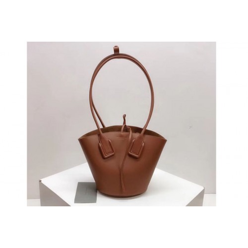 Bottega Veneta Small Basket Tote Bags Brown French Calf Leather