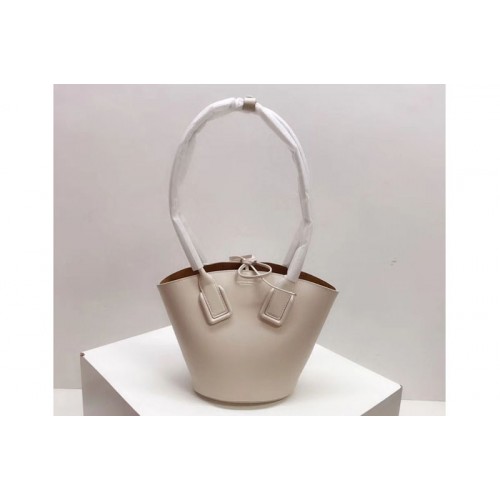 Bottega Veneta Small Basket Tote Bags White French Calf Leather
