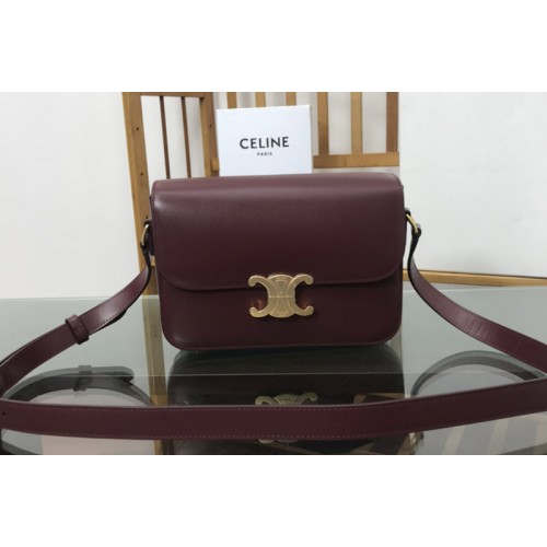 Celine CLASSIQUE TRIOMPHE BAG IN Burgundy SHINY CALFSKIN