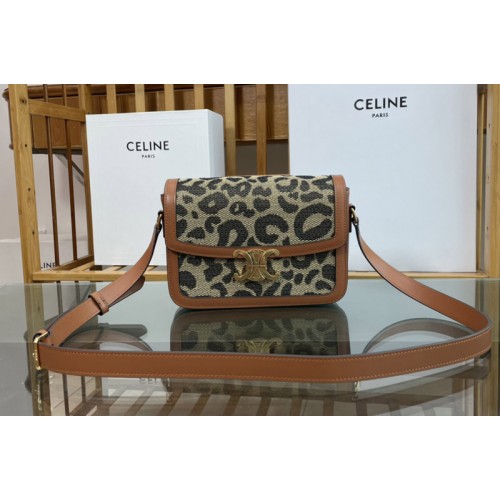 Celine CLASSIQUE TRIOMPHE BAG IN Triomphe Canvas and Tan Calfskin
