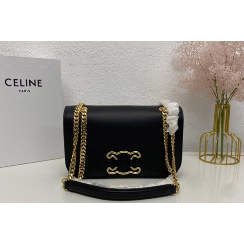 Celine MEDIUM BAG TRIOMPHE FRAME IN Black SHINY CALFSKIN